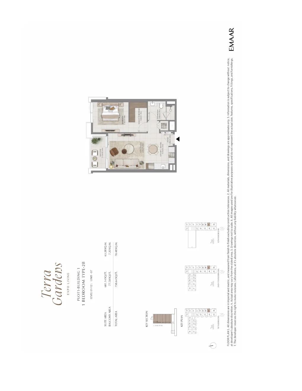 Terra Gardens at Expo Living 1-bedroom floor plan, 760 sq ft