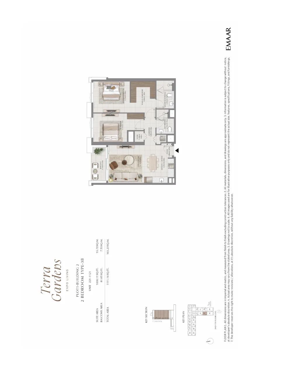 Terra Gardens at Expo Living 2-bedroom floor plan, 1115 sq ft